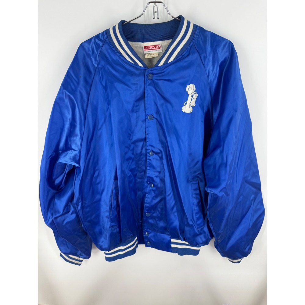 Hartwell Mens Royal Blue Letterman‎ Jacket Vintage Candlestick Phone Logo XLarge